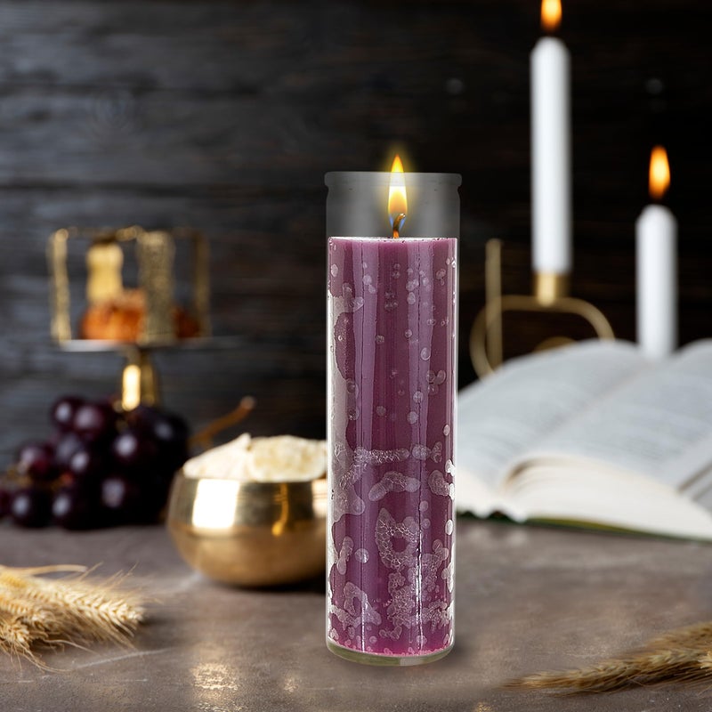 Mega Candles 6 pcs Unscented Purple 7 Day Glass Container Devotional Prayer Candles, Premium Wax Candle 2 Inch x 8 Inch, Sanctuary, Vigils, Prayers, Blessings, Religious, Memorials, Remembrance - Image 4